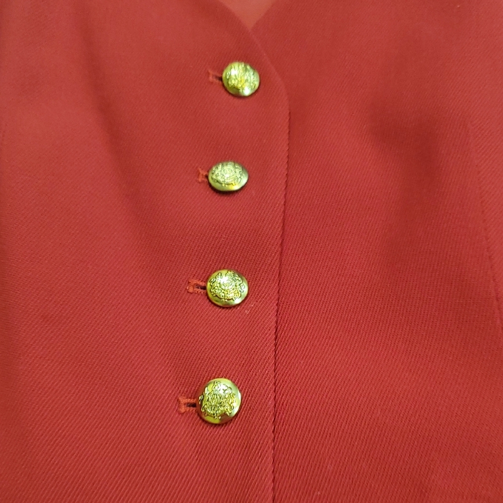 Vtg Lauren Ralph Lauren Red Vest with Gold Buttons - Picture 2 of 12